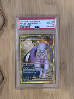 Destined Rivals Gold Team Rockets Mewtwo EX Hyper Rare Card PSA 10 - Image 1