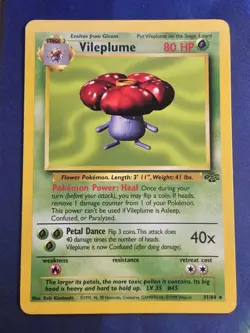 Vileplume 31/64 Regular NON Holo Jungle Set Pokemon Card WOTC LP - Image 1