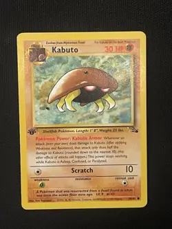 Pokemon TCG Kabuto Fossil 1st Edition Common Card 50/62 - Image 1