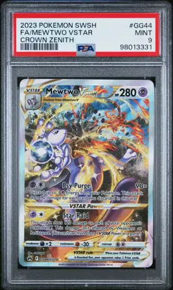 2023 POKEMON SWORD & SHIELD CROWN ZENITH #GG44 FULL ART/MEWTWO VSTAR PSA 9 - Image 1