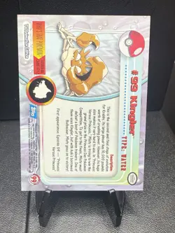 Kingler #99 Topps Blue Label TV Animation Edition Non Holo Pokemon 1999 - Image 2