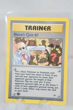 Pokemon 1st Edition Blaine's Quiz #1 Rare Gym Heroes 097/132 NM - Image 1