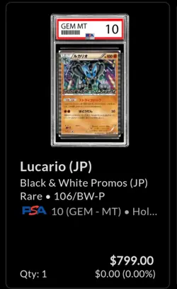 PSA 10 Lucario #106 2011 Pokemon Japan B & W Psycho Drive Hail Blizzard Promo - Image 3