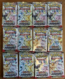 HUGE POKEMON TCG PRISMATIC EVOLUTIONS (12)ct COUNT LOT BOOSTER PACK - Image 1
