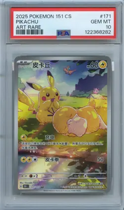 PSA 10 Gem Mt 2025 Pokemon Chinese Exclusive Pikachu Patrick AR FA 171/151 - Image 1