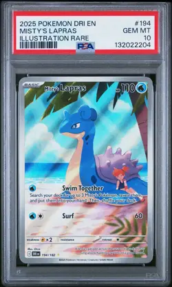 MISTY'S LAPRAS 2025 POKEMON DRI EN-DESTINED RIVALS ILLUSTRATION RARE #194 PSA 10 - Image 1