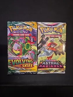 Pokemon TCG Evolving Skies Booster Pack + Astral Radiance Factory Sealed - Image 1