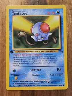 1999 Pokemon Fossil 1st Edition French Tentacool #56/62 Fossil Set NM/Excellent - Image 2