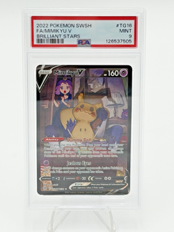 2022 POKEMON SWORD & SHIELD BRILLIANT STARS #TG16 FULL ART/MIMIKYU V PSA 9 - Image 1