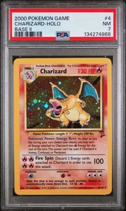 PSA 7 Charizard 004/130 Base Set 2 II Holo #4 Pokemon TCG - Image 1