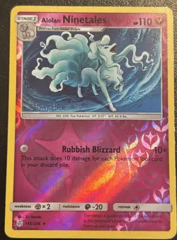 Alolan Ninetails 145/236 Cosmic Eclipse Reverse Holo Pokemon Card Lightly Played - Image 1