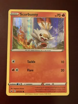 Scorbunny 031/202 Sword & Shield Base Set Holo Rare English Pokemon TCG Card - Image 1