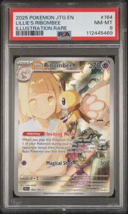 2025 POKEMON JTG EN-JOURNEY TOGETHER ILLUSTRATION RARE LILLIE'S RIBOMBEE PSA 8 - Image 1