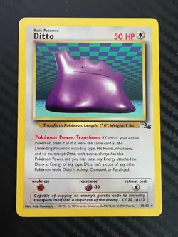 Pokemon TCG Ditto Fossil 18/62 LP Regular Rare Unlimited VLP - Image 1