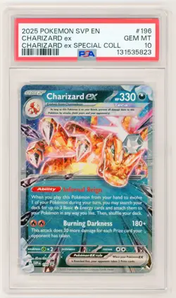 2025 POKEMON SVP EN-SV BLACK STAR PROMO #196 CHARIZARD EX PSA 10 NEW CERT - Image 1