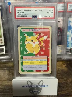 1997 Pokemon Topsun Green Back Japanese Pikachu #25 PSA 2 2025 Cert - Image 1