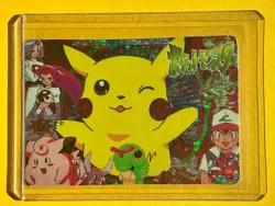 PIKACHU ROCKET ASH Pokemon Pocket Monster Vintage Vending Prism Sticker NM HOLO - Image 1