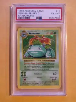 1999 POKEMON BASE SET SHADOWLESS #15 VENUSAUR-HOLO PSA 6 - Image 1