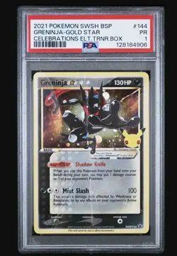 PSA 1 Greninja Gold Star SWSH144 SWSH: Sword & Shield Promo Cards Holo - Image 1