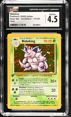 CGC 4.5 Nidoking SWIRL Italian Base Set 1st Edition 11/102 Holo Pokemon Card - Image 1