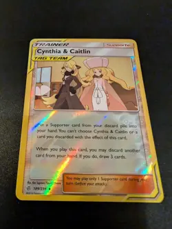 Cynthia & Caitlin 189/236 2019 S&M Cosmic Eclipse Pokemon Card Reverse Holo NM - Image 1