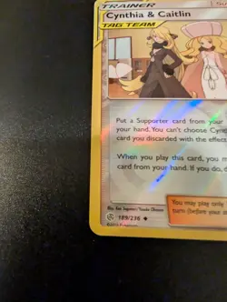 Cynthia & Caitlin 189/236 2019 S&M Cosmic Eclipse Pokemon Card Reverse Holo NM - Image 5