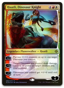 Huatli, Dinosaur Knight #285 (Foil) (NM) Ixalan XLN Magic MTG - Image 1