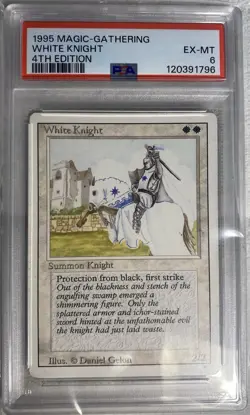 1994 Magic The Gathering MTG White Knight 4th Edition Unlimited Graded PSA 6 - Image 2