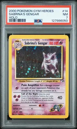 2000 POKEMON GYM HEROES HOLO #14 SABRINA'S GENGAR PSA 7 - Image 1