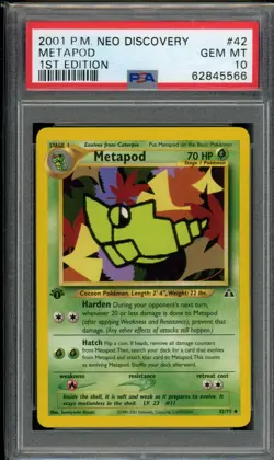 PSA 10 Metapod 42/75 Neo Discovery 1st Edition 2001 Pokemon - Image 1