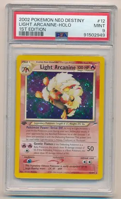 2002 POKEMON NEO DESTINY 1ST EDITION LIGHT ARCANINE HOLO #12 PSA 9 MINT - Image 1