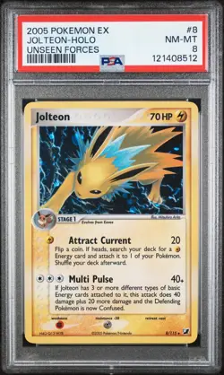 Pokemon 2005 Ex Unseen Forces #8 Jolteon PSA 8 NM-MT - Image 1