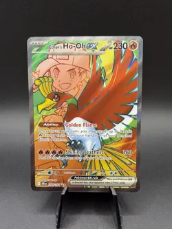 Pokemon TCG Destined Rivals Ethan's Ho-Oh EX Ultra Rare Full Art Card 209/182 - Image 1