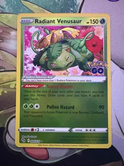 Pokemon TCG Radiant Venusaur Holo Card Pokemon Go 004/078 Near Mint Condition - Image 1