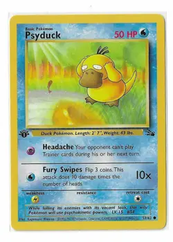1999 Pokemon Card 1st Edition Fossil Psyduck 53/62 LP - Image 1