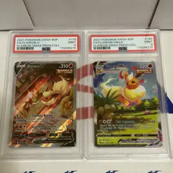 2021 POKEMON PROMOS FLAREON V & FLAREON VMAX SWSH180/SWSH179 PSA 9 sequential ￼ - Image 1