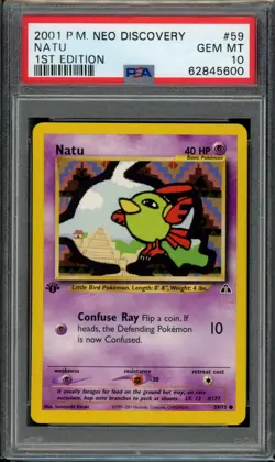 PSA 10 Natu 59/75 Neo Discovery 1st Edition 2001 Pokemon - Image 1