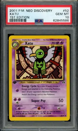 PSA 10 Xatu 52/75 Neo Discovery 1st Edition 2001 Pokemon - Image 1