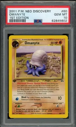 PSA 10 Omanyte 60/75 Neo Discovery 1st Edition 2001 Pokemon - Image 1