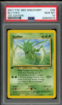 PSA 10 Scyther 46/75 Neo Discovery 1st Edition 2001 Pokemon - Image 1
