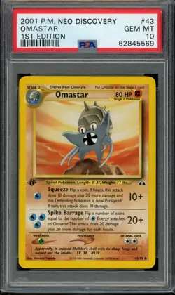 PSA 10 Omastar 43/75 Neo Discovery 1st Edition 2001 Pokemon - Image 1