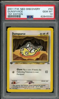 PSA 10 Dunsparce 54/75 Neo Discovery 1st Edition 2001 Pokemon - Image 1