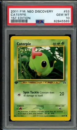 PSA 10 Caterpie 53/75 Neo Discovery 1st Edition 2001 Pokemon - Image 1