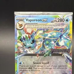 Pokemon Prismatic Evolutions Vaporeon ex 023/131 Surprise Box Stamped Sealed - Image 3