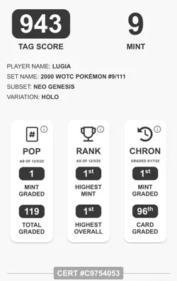 Pokemon TCG Lugia Neo Genesis Holo TAG 9 - Image 4