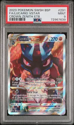 Lucario Vstar SWSH291 Full Art Crown Zenith Etb Pokemon Black Star Promo PSA 9 - Image 1