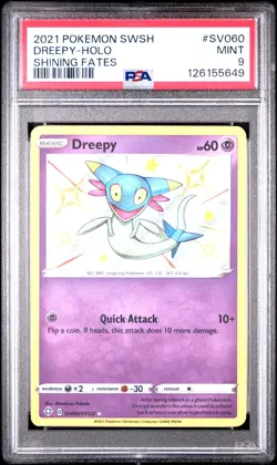 2021 POKEMON SWORD & SHIELD SHINING FATES #SV060 DREEPY-HOLO PSA 9 - Image 1