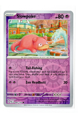 Pokemon TCG Card: Slowpoke 85/193 - Reverse Holo Rare - Paldea Evolved - NM/Mint - Image 1