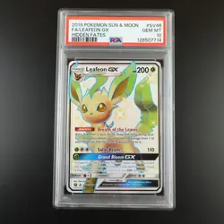 PSA 10 Leafeon GX SV46/SV94 Pokemon Hidden Fates Full Art Holo Card - Image 1