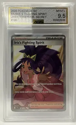 Pokemon Iris's Fighting Spirit Journey Together Card Ultra Rare 180/159 AGS 9.5 - Image 1